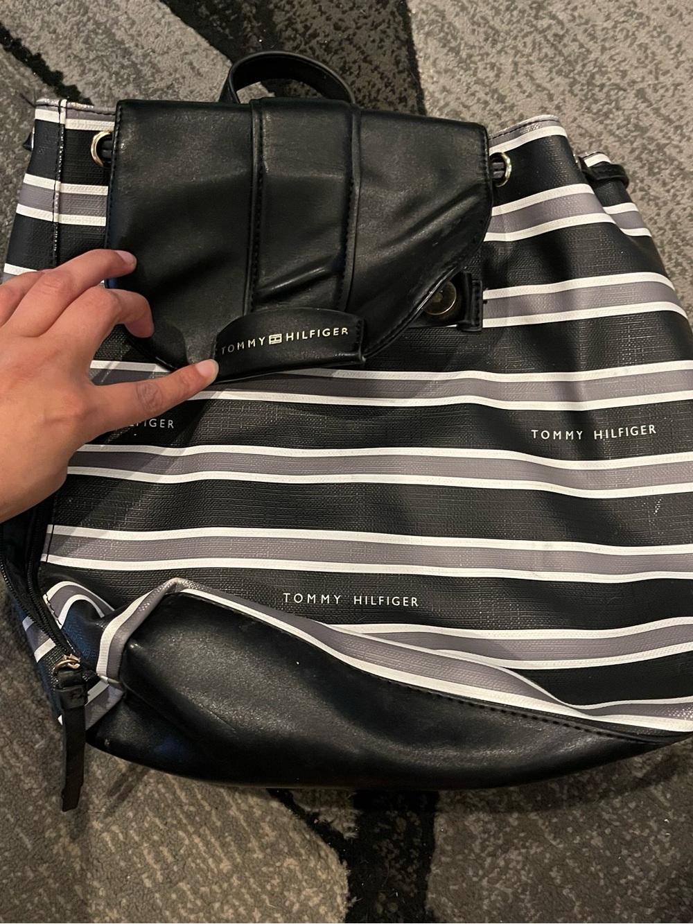 Tommy Hilfiger Black & White Striped Women's Tote